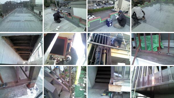 屋上防水工事と鉄柵溶接修理