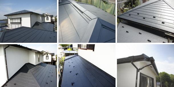 ガルバリウム鋼板での屋根葺き替えと破風板鉄板包み、雨樋交換