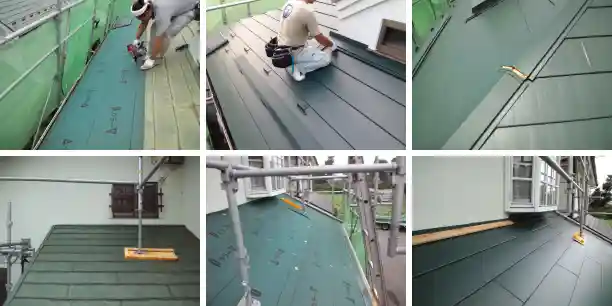 コロニアル屋根カバー工法の工事工程写真