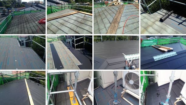 屋根カバー工法の工程写真