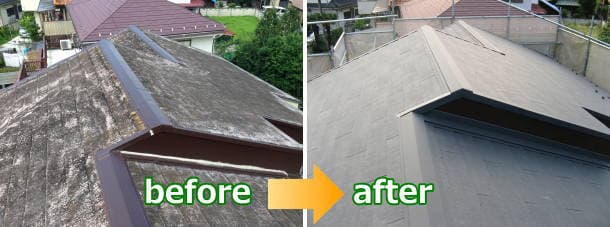 26年経過したコロニアル屋根の葺き替えbefore＆after写真