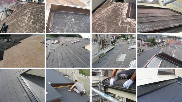 コロニアルからコロニアルへの屋根葺き替え工程写真