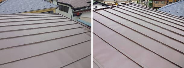 ガルバリウム鋼板で屋根を葺き替えた瓦棒屋根。