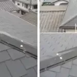 台風被害を受けたカラーベスト屋根の棟包み修理