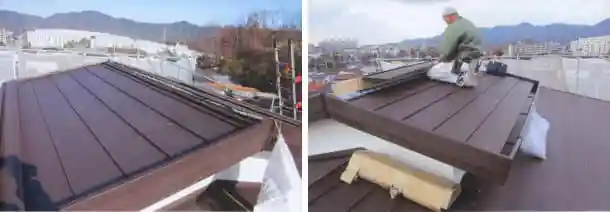 ミサワホーム屋根カバー工法、セキスイかわらMF工事写真