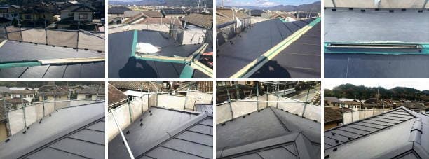 スーパーガルテクトへの屋根葺き替え工事工程写真。