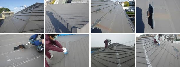 フッ素塗装ガルバリウム鋼板屋根のサビ落としとケレン作業