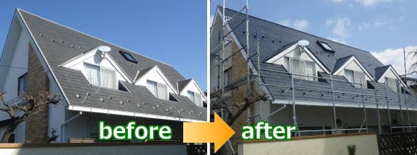 屋根塗装と外壁塗装before＆after施工写真
