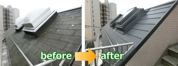 ビル屋上の屋根カバー工法工事before＆after施工写真