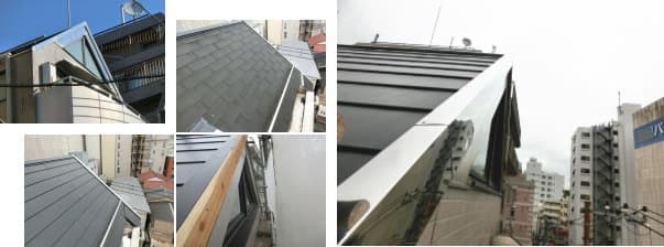 屋根カバー工法とビル屋上屋根のケラバ部分のステンレス工事