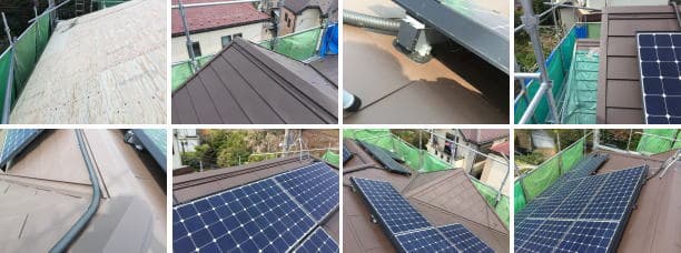 ニチハ・パミールをヒランビーで屋根葺き替え、ソーラーパネル取り付け