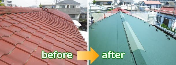 日本瓦屋根葺き替えと外壁塗装