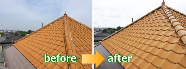 瓦屋根の地震対策とトタン屋根をガルバリウムでカバー工法before＆after