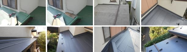 下屋根のガルバリウム鋼板屋根カバー工法写真