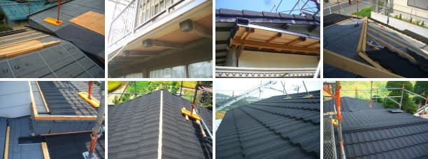 屋根材ディーズルーフィングのクラシックタイル屋根葺き替え施工写真