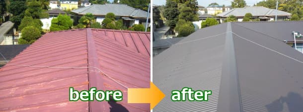 トタン瓦棒からガルバリウム鋼板の波板へ屋根葺き替えbefore＆after施工写真
