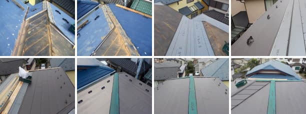 金属屋根から金属屋根への屋根葺き替え工程写真