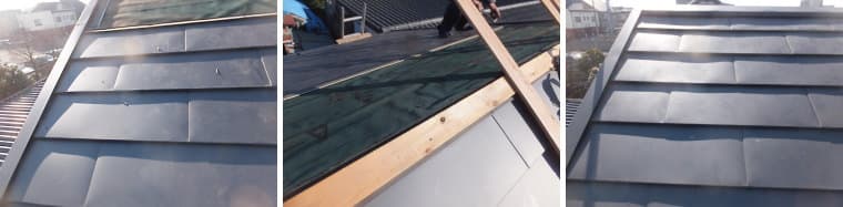 ガルバリウム鋼板屋根の施工不良による葺き直し修理
