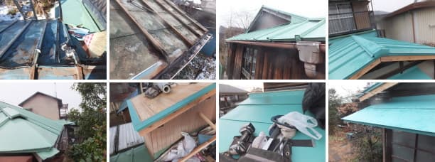 トタン屋根葺き替えと屋根塗装、平葺き屋根張り替え工事