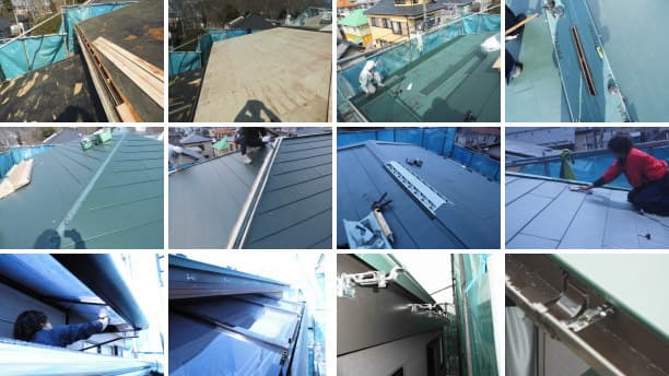 スレート屋根（カラーベスト・コロニアル）をガルバリウム鋼板屋根に屋根葺き替え工程写真
