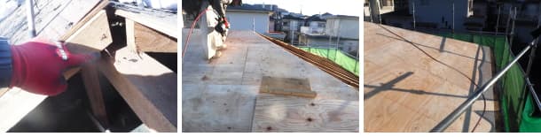 アスファルトシングル屋根の葺き替え、下地張り替え工事