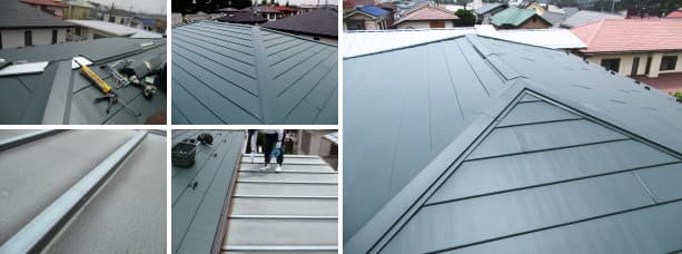 ニチハ・パミール屋根からガルバリウム鋼板への屋根葺き替え完成写真