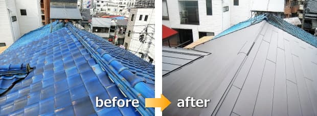 横浜市中区の瓦修理、屋根葺き替え