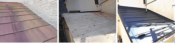 コロニアルから横暖ルーフ（ガルバリウム鋼板）の１階屋根葺き替え工事