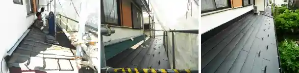 ニッセキハウスの側面屋根工事
