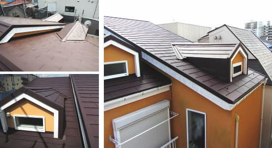 ニチハのパミール屋根からガルバリウム鋼板のヒランビーに葺き替え完成写真