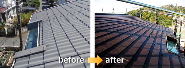 セキスイハイム・アバンテのプレーゲルをスーパーガルテクトへ屋根リフォーム工事before・after写真