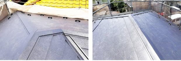 瓦屋根からガルバリウム鋼鈑屋根に葺き替えた川崎市の屋根工事完成写真