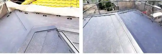 瓦屋根から横暖ルーフに葺き替えた川崎市の屋根工事写真