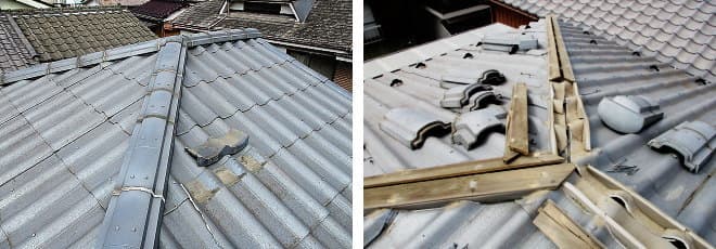 松下電工ニューウェーブ屋根の痛みと屋根材撤去