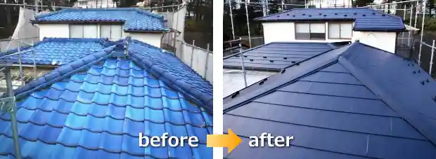 瓦の地震対策工事before＆after写真