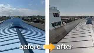 雨漏りしていた工場屋根カバー工法before＆after