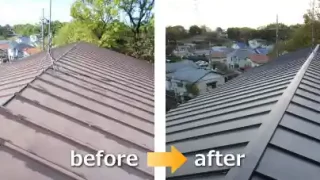 町田市アパートのトタン屋根葺き替えbefore＆after写真