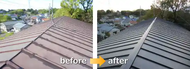 町田市アパートのトタン屋根葺き替えbefore＆after写真