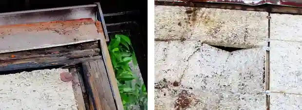 トタン屋根の軒先広小舞が腐ってた