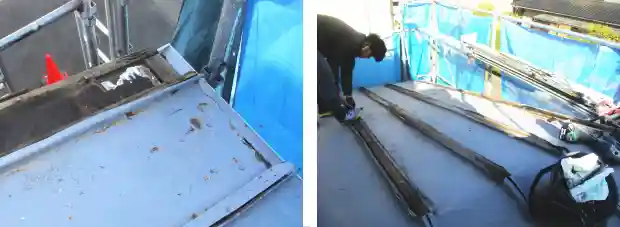 トタン屋根ケラバの腐りと撤去工事