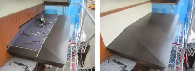霧除けの屋根張り替え工事
