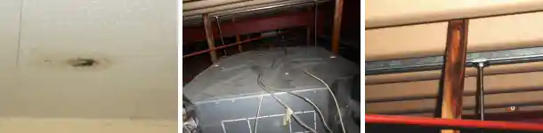 折板屋根の雨漏りで天井にシミができた