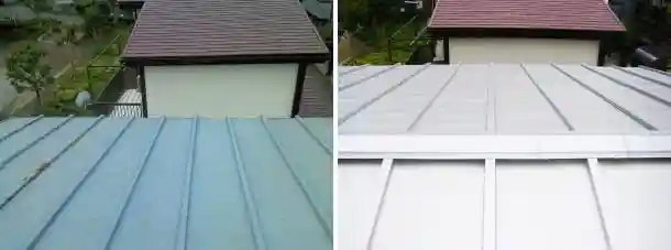 トタン屋根の修理前と後の写真