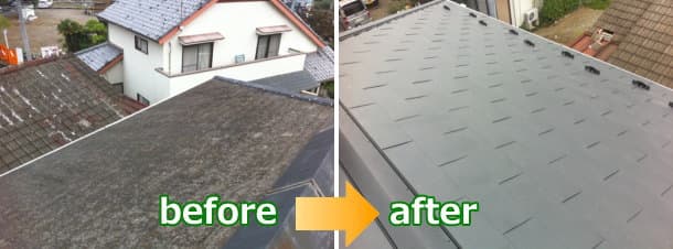 コロニアルからガルバリウム鋼板屋根への施工写真