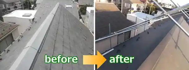 大田区のコロニアル屋根が雨漏りしてカバー工法