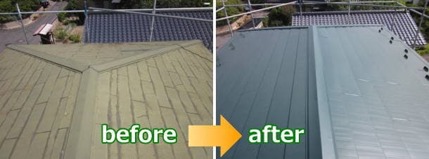 コロニアルからガルバリウム鋼板屋根（横暖ルーフ）への施工写真