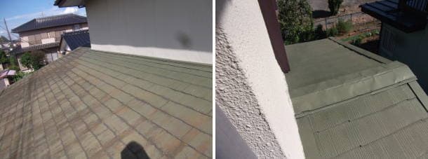 カラーベスト（スレート）屋根のカバー工法写真