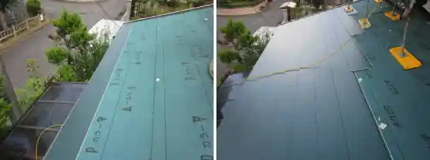 カバー工法途中の金属屋根工事