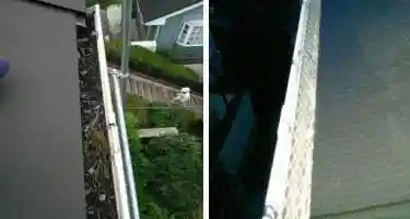 雨樋掃除して落ち葉除けを取り付け