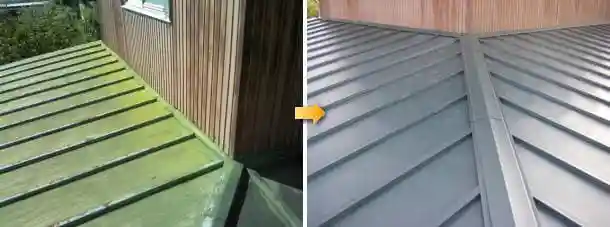 1階部分の瓦棒屋根張り替え完成写真